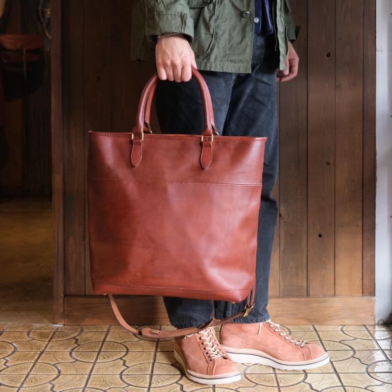 VASCO ヴァスコ【VS-244LS】【LEATHER NELSON 2WAY BAG】≪CAMEL≫ レザーネルソン2WAYトートバッグ ショルダーストラップ付 姫路産レザー 丘染め 日本製の画像