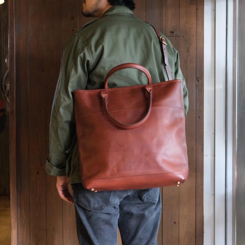 VASCO ヴァスコ【VS-244LS】【LEATHER NELSON 2WAY BAG】≪CAMEL≫ レザーネルソン2WAYトートバッグ ショルダーストラップ付 姫路産レザー 丘染め 日本製の画像