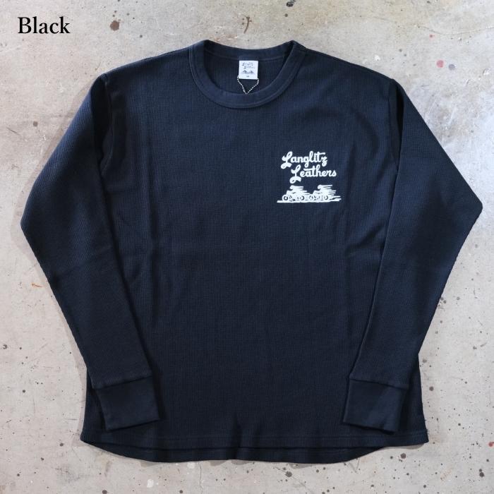 used☆ラングリッツレザー☆ウエスタン長袖シャツ☆38☆黒 Langlitz Leathers ラングリッツレザーズ【Waffle Long Sleeve T-shirt