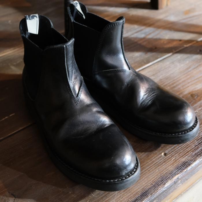 SURE BOOTS シュアブーツ【WILSON】≪DEEP BLACK/HORSE BUTT ≫ ウィルソン サイドゴアブーツ フラットソール ホースバット 馬革 限定生産の画像