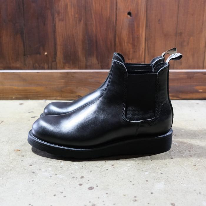 SURE BOOTS シュアブーツ【WILSON】≪DEEP BLACK/HORSE BUTT ≫ ウィルソン サイドゴアブーツ フラットソール ホースバット 馬革 限定生産の画像