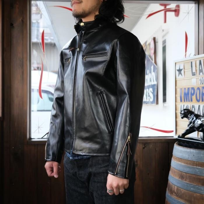 Y'2 LEATHER ワイツーレザー【PR-64】【VINTAGE HORSE  LIGHT SINGLE BREASTED JKT≪BLACK(TEA-CORE)≫】ビンテージホースライト シングルライダースジャケットの画像