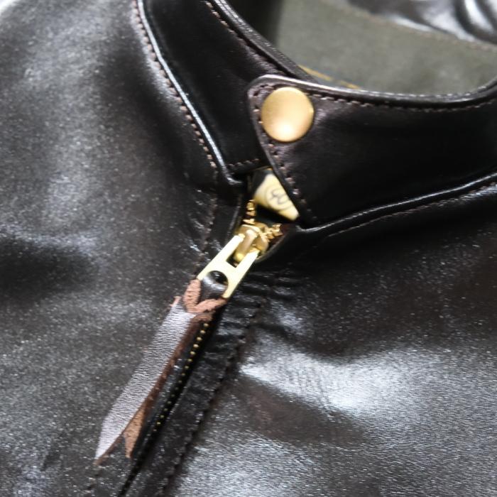 Y'2 LEATHER ワイツーレザー【PR-64】【VINTAGE HORSE  LIGHT SINGLE BREASTED JKT≪BLACK(TEA-CORE)≫】ビンテージホースライト シングルライダースジャケットの画像