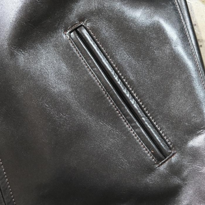 Y'2 LEATHER ワイツーレザー【PR-64】【VINTAGE HORSE  LIGHT SINGLE BREASTED JKT≪BLACK(TEA-CORE)≫】ビンテージホースライト シングルライダースジャケットの画像