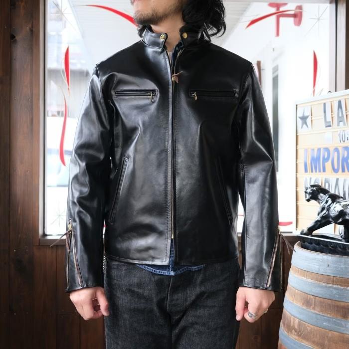 Y'2 LEATHER ワイツーレザー【PR-64】【VINTAGE HORSE  LIGHT SINGLE BREASTED JKT≪BLACK(TEA-CORE)≫】ビンテージホースライト シングルライダースジャケットの画像