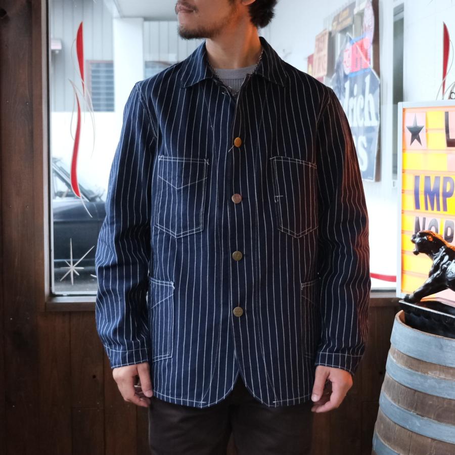HEADLIGHT  ヘッドライト【HD15647】【HEADLIGHT 8oz. SPECIAL WOVEN STRIPE DENIM WORK COAT】ウーブンストライプカバーオール ワークコート 日本製 COTTON100%の画像
