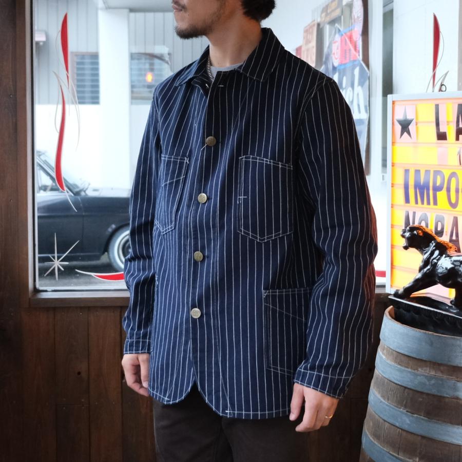 HEADLIGHT  ヘッドライト【HD15647】【HEADLIGHT 8oz. SPECIAL WOVEN STRIPE DENIM WORK COAT】ウーブンストライプカバーオール ワークコート 日本製 COTTON100%の画像