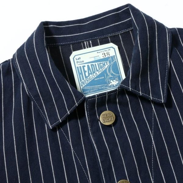 HEADLIGHT  ヘッドライト【HD15647】【HEADLIGHT 8oz. SPECIAL WOVEN STRIPE DENIM WORK COAT】ウーブンストライプカバーオール ワークコート 日本製 COTTON100%の画像