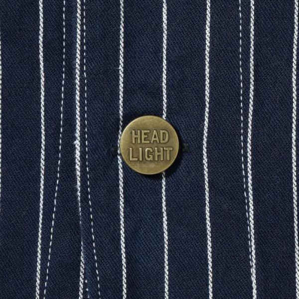 HEADLIGHT  ヘッドライト【HD15647】【HEADLIGHT 8oz. SPECIAL WOVEN STRIPE DENIM WORK COAT】ウーブンストライプカバーオール ワークコート 日本製 COTTON100%の画像