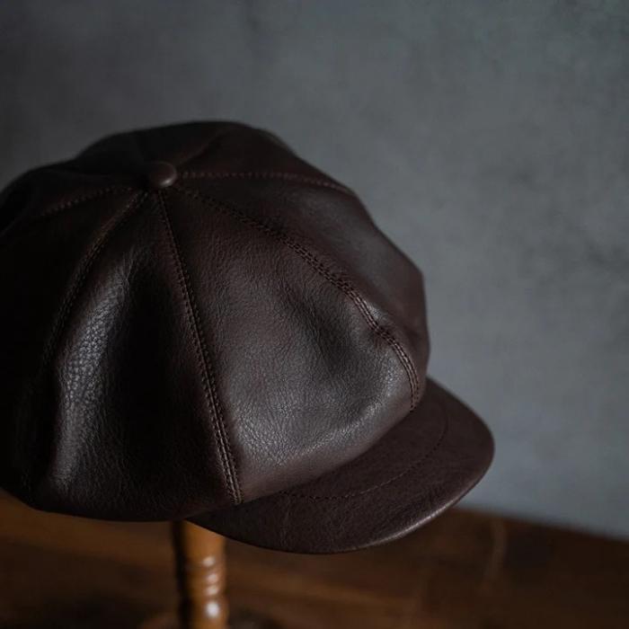 BRUNEL&Co.HATMAKERS ブルーネルハットメーカーズ【BELTIER CASQUETTE / BROWN】レザーキャスケット カウハイド 牛革 日本製の画像