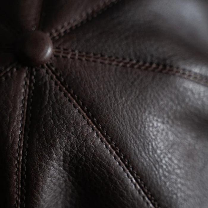 BRUNEL&Co.HATMAKERS ブルーネルハットメーカーズ【BELTIER CASQUETTE / BROWN】レザーキャスケット カウハイド 牛革 日本製の画像