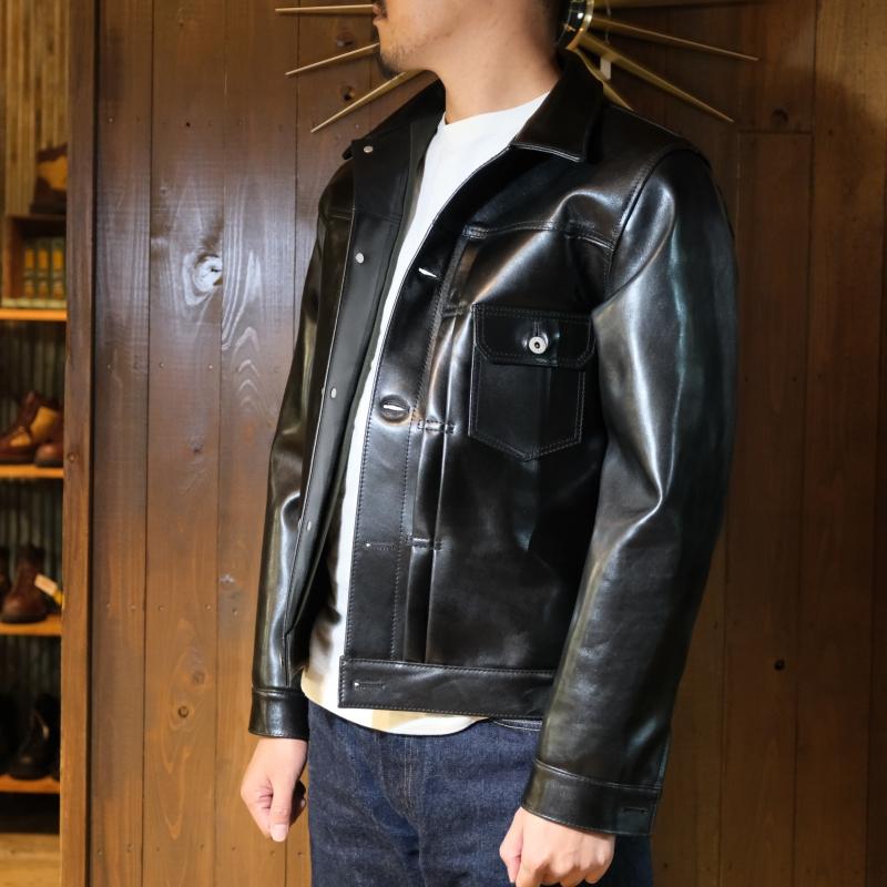 Y'2 LEATHER ワイツーレザー【LB-140】【ANILINE  HORSE 1st Type Gジャン】《アニリンホース BLACK》ホースハイドGジャン MADE IN JAPANの画像