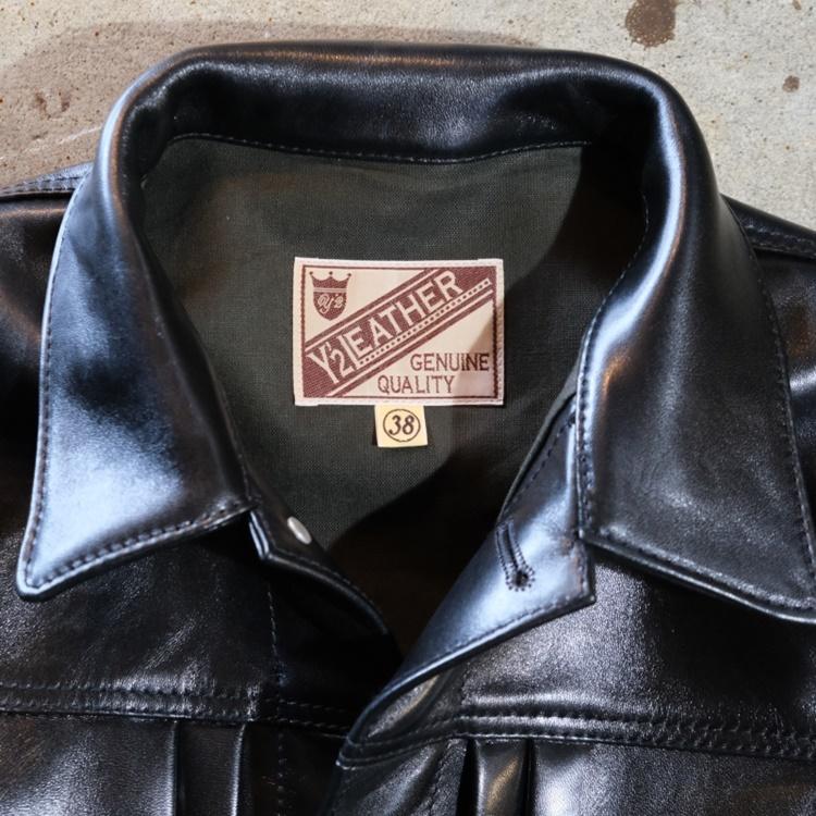 Y'2 LEATHER ワイツーレザー【LB-140】【ANILINE  HORSE 1st Type Gジャン】《アニリンホース BLACK》ホースハイドGジャン MADE IN JAPANの画像