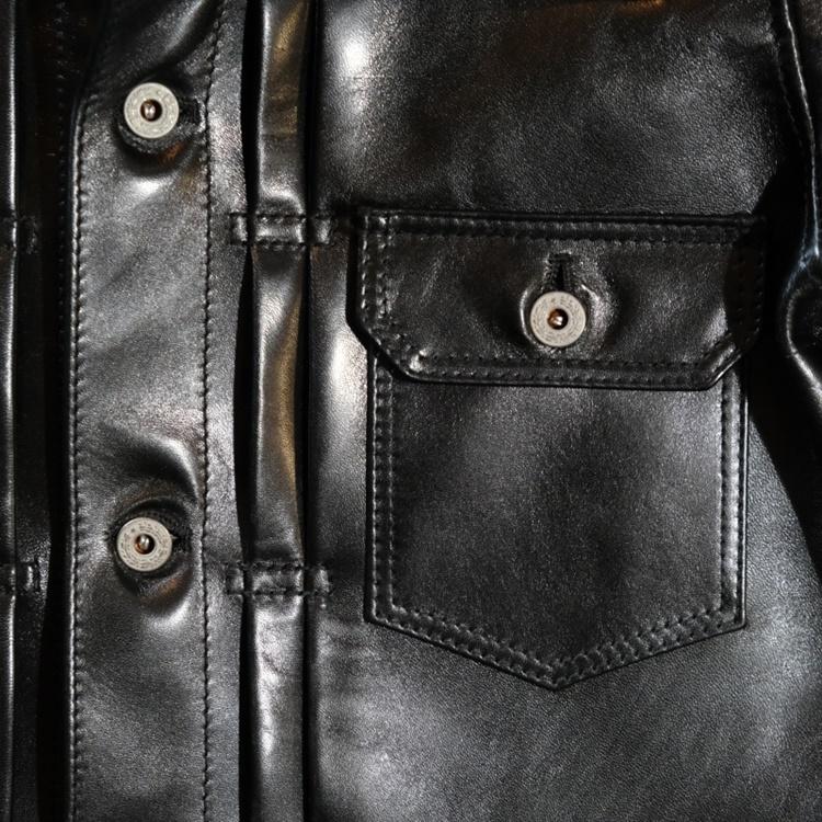 Y'2 LEATHER ワイツーレザー【LB-140】【ANILINE  HORSE 1st Type Gジャン】《アニリンホース BLACK》ホースハイドGジャン MADE IN JAPANの画像
