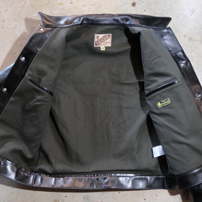 Y'2 LEATHER ワイツーレザー【LB-140】【ANILINE  HORSE 1st Type Gジャン】《アニリンホース BLACK》ホースハイドGジャン MADE IN JAPANの画像