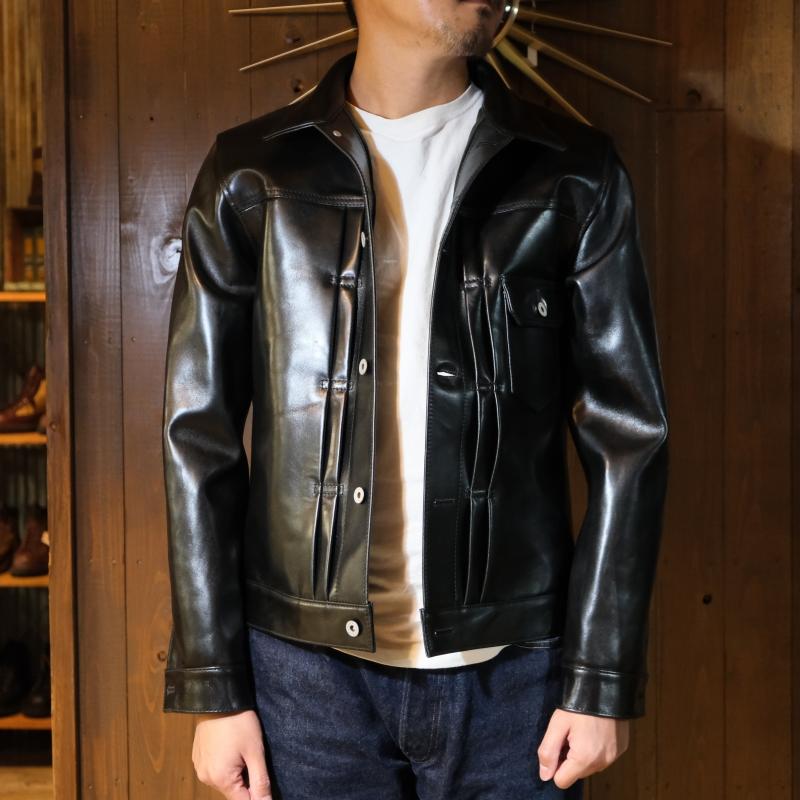 Y'2 LEATHER ワイツーレザー【LB-140】【ANILINE  HORSE 1st Type Gジャン】《アニリンホース BLACK》ホースハイドGジャン MADE IN JAPANの画像