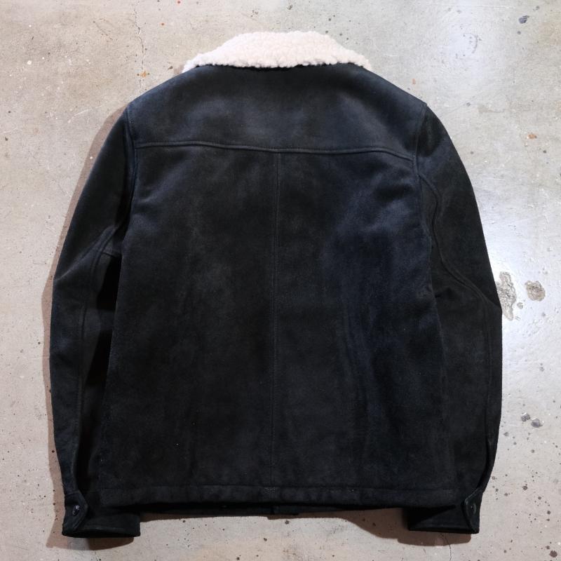 Y'2 LEATHER ワイツーレザー 【WJ-02】【STEER SUEDE RANCH COAT】≪BLACK≫ ステアスエードランチコート ウールパイルボア MADE IN JAPANの画像