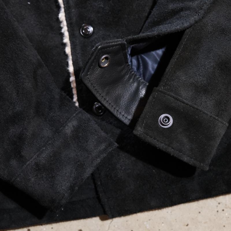 Y'2 LEATHER ワイツーレザー 【WJ-02】【STEER SUEDE RANCH COAT】≪BLACK≫ ステアスエードランチコート ウールパイルボア MADE IN JAPANの画像