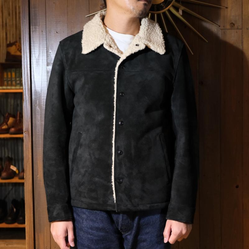 Y'2 LEATHER ワイツーレザー 【WJ-02】【STEER SUEDE RANCH COAT】≪BLACK≫ ステアスエードランチコート ウールパイルボア MADE IN JAPANの画像