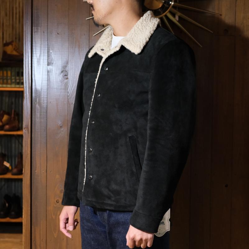 Y'2 LEATHER ワイツーレザー 【WJ-02】【STEER SUEDE RANCH COAT】≪BLACK≫ ステアスエードランチコート ウールパイルボア MADE IN JAPANの画像