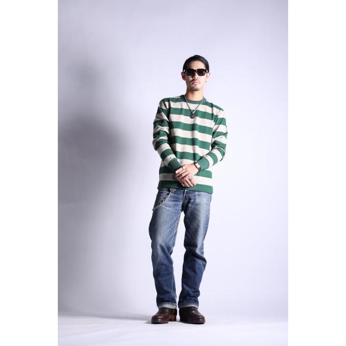 WESTRIDE ウエストライド【HEAVY BORDER LONG TEE】≪SLATE GREEN/SAND