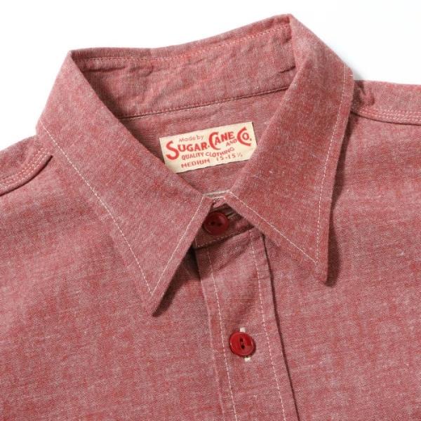希少【SUGAR CANE】40’s 復刻 菊穴 シャンブレーワークシャツ M SUGAR CANE シュガーケーン 【SC29682】【RED CHAMBRAY WORK SHIRT
