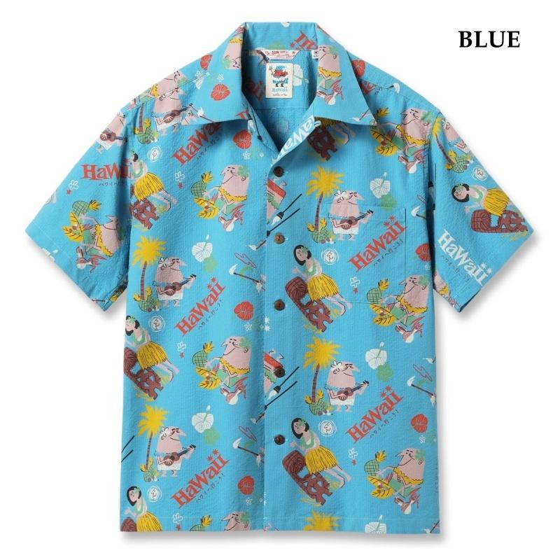 SUNSURF サンサーフ【SS39537】【COTTON SEERSUCKER OPEN SHIRT “TRIP TO HAWAII” by 柳原良平 with MOOKIE】シアサッカーシャツ トリス アロハシャツ COTTON_3