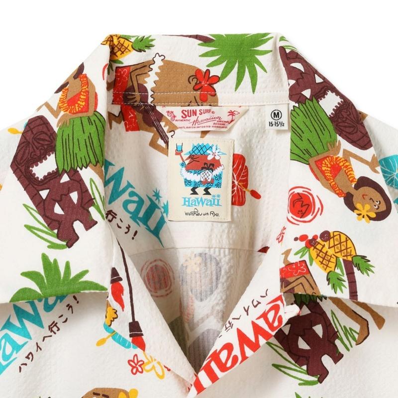 SUNSURF サンサーフ【SS39537】【COTTON SEERSUCKER OPEN SHIRT “TRIP TO HAWAII” by 柳原良平 with MOOKIE】シアサッカーシャツ トリス アロハシャツ COTTON_4