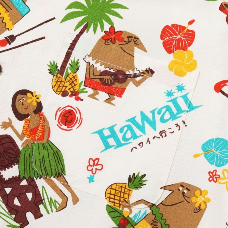 SUNSURF サンサーフ【SS39537】【COTTON SEERSUCKER OPEN SHIRT “TRIP TO HAWAII” by 柳原良平 with MOOKIE】シアサッカーシャツ トリス アロハシャツ COTTON_6