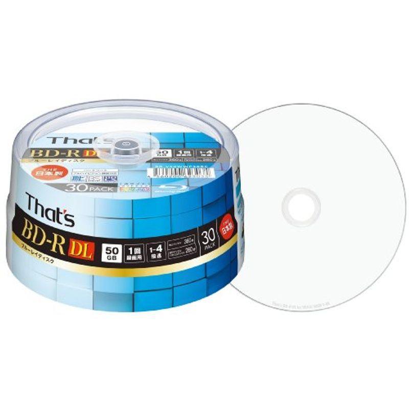 豪華ラッピング無料 ビデオ用 DL BD-R ブルーレイディスク That's 1-4倍速 ワイドプリン ハードコート仕様 片面2層 日本製 50GB 360分 ブルーレイディスクメディア