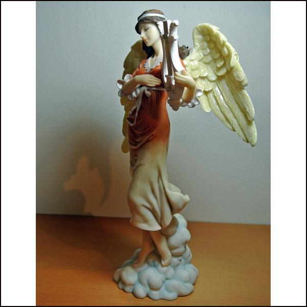心を見つめる天使 エンジェル 像/天使/angel/竪琴/置物/オブジェ/彫刻