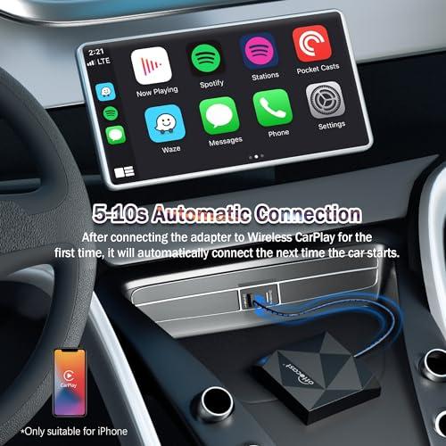 本日超得 OTTOCAST Wireless CarPlay Adapter 2022 Carplay Wireless Adapter for Car with Factory Wired CarPlay (年:2016年以降)、ノーラグU 2-Air