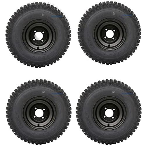 ノビー18 x 9.508インチゴルフカート用タイヤ/ATV用タイヤと8インチブラックスチール製ホイールのコンボ4本セット