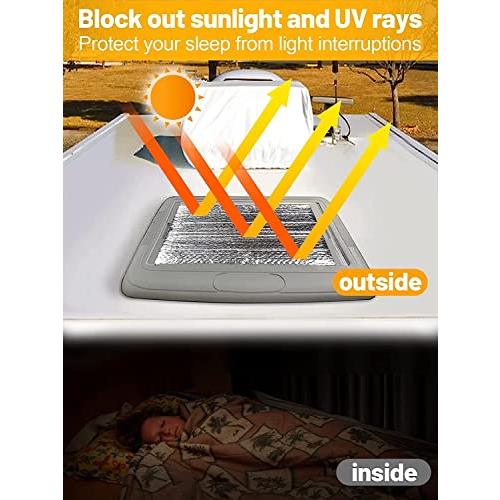 PAMASE RV Vent Insulator 2個16*16in 100遮光天窓カバー反射遮光キャンピングトレーラー用日除けカバー、三