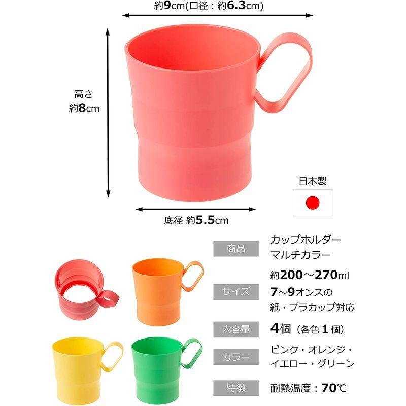 新版 ストリックスデザイン カップホルダー 日本製 200~270ml 4個 4色カラー ホッ 7~9オンスの紙コップ・プラカップに対応 オフィス  かき氷機