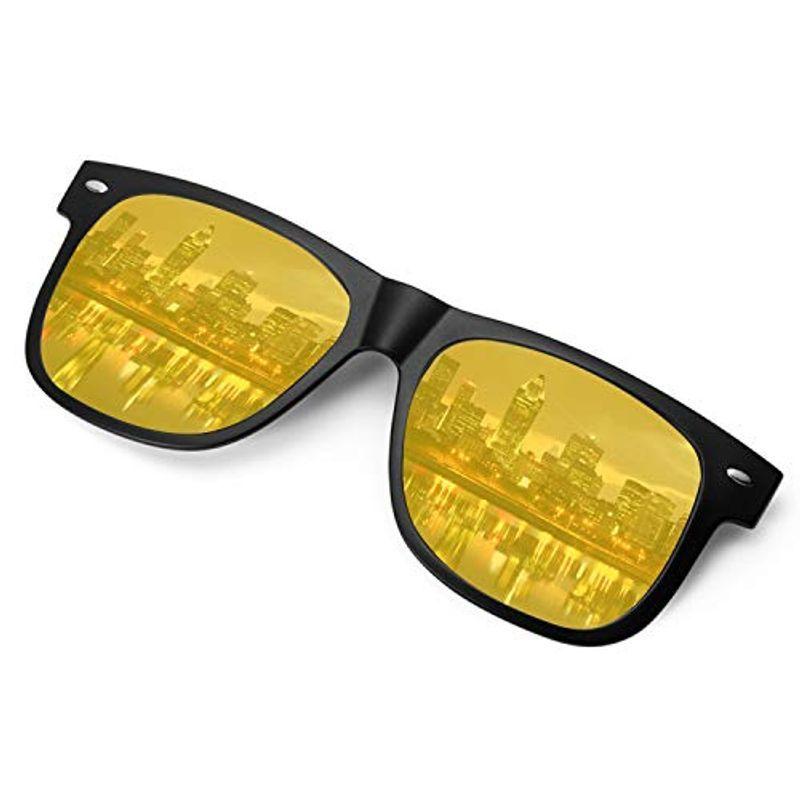 クリップサングラス 偏光 メンズ 夜間 運転 黄色 ドライブ 跳ね上げ式 サングラス めがねの上から 夜ドライブ用 偏光レンズ クリップオン Laki T2cd 通販 Yahoo ショッピング