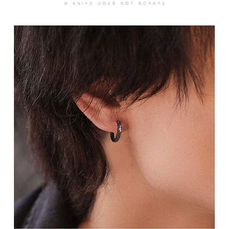 Rockyu フープピアス メンズ ブラック ステンレス製 シンプル 男女兼用 金属アレルギー対応 リングピアス 黒 ハワイアンジュエリー彫 Laki T2cd 通販 Yahoo ショッピング