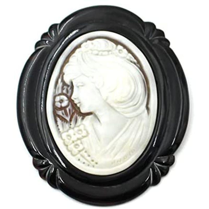 大きい割引 Laki-t2cd本べっ甲枠 カメオ ブローチ ペンダントにもなる