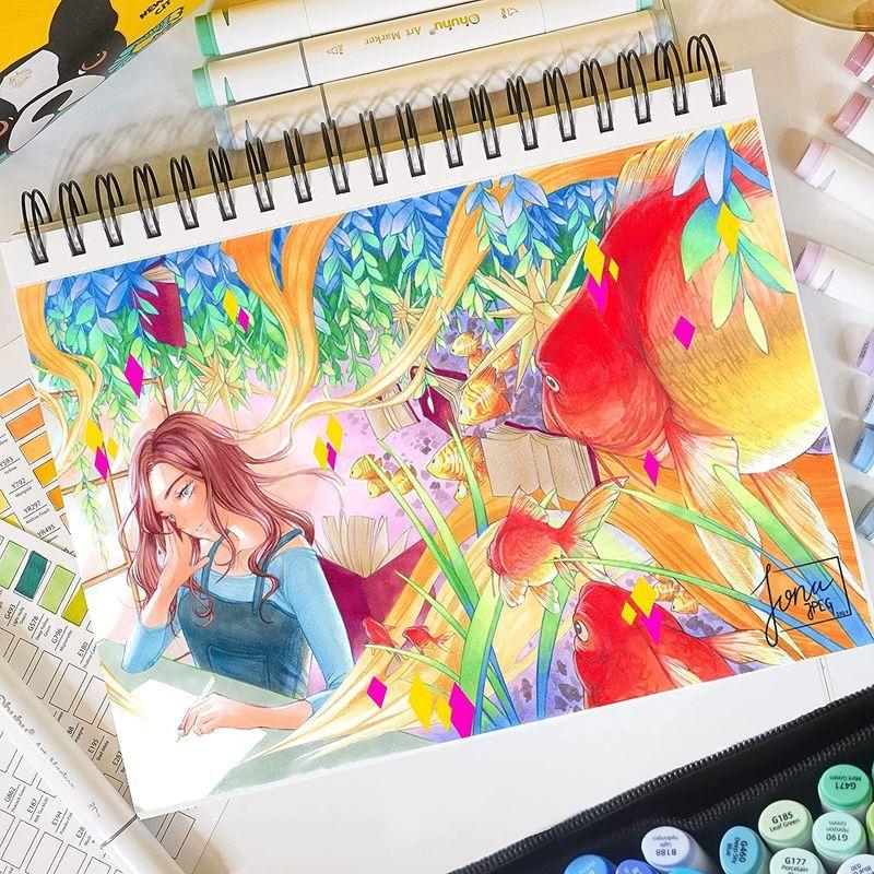 Ohuhu イラストマーカー 320色 太めと細め（硬筆） マーカーペン 全色セット 初心者 プロ イラスト アルコール マーカー 太細両端 イラストマーカー 320色 太めと細め 硬筆 マーカーペン 全色セット 初心者 プロ イラスト アルコール マーカー 太細両端