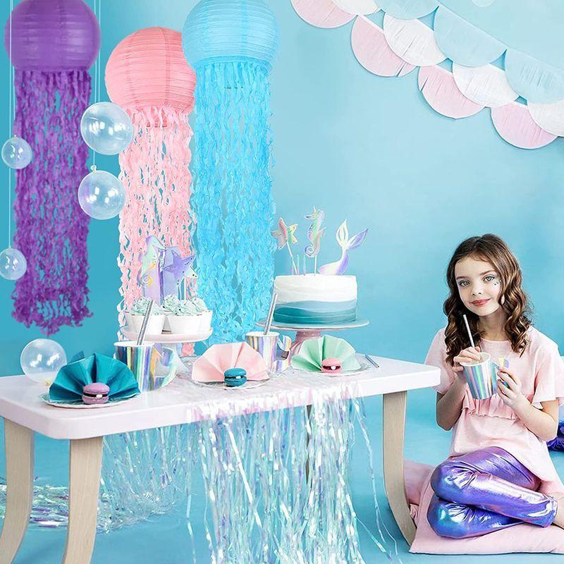 Lihao 誕生日 飾り付け 女の子 人魚 バースデー 飾り 提灯 七夕飾り パーティー飾り 3個入 ちょうちん 紙提灯 吹流し パーティー 贅沢屋の