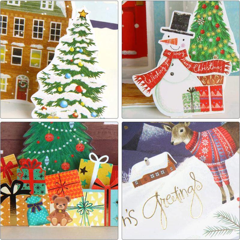 買い取り買い取りDERAYEE クリスマス カード メッセージカード 封筒付き 3D立体 金箔押し グリーティングカード 封筒テープ付き クリスマス柄  可愛 画材用紙、工作紙