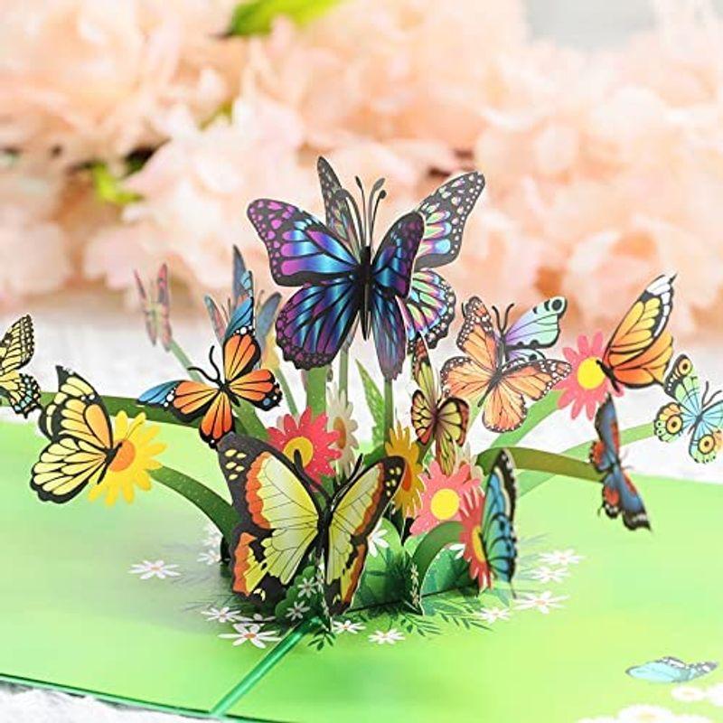 Paper Spiritz 蝶、花３Ｄ立体カードグリーティングカード誕生日、記念日、感謝状、結婚祝い