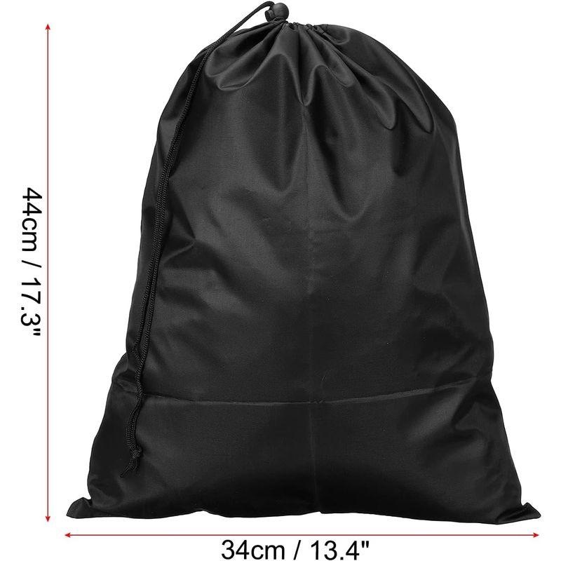PATIKIL 衣類収納巾着袋 2個 44cm高さ 衣類毛布収納袋 キャンプ旅行用 ブラック