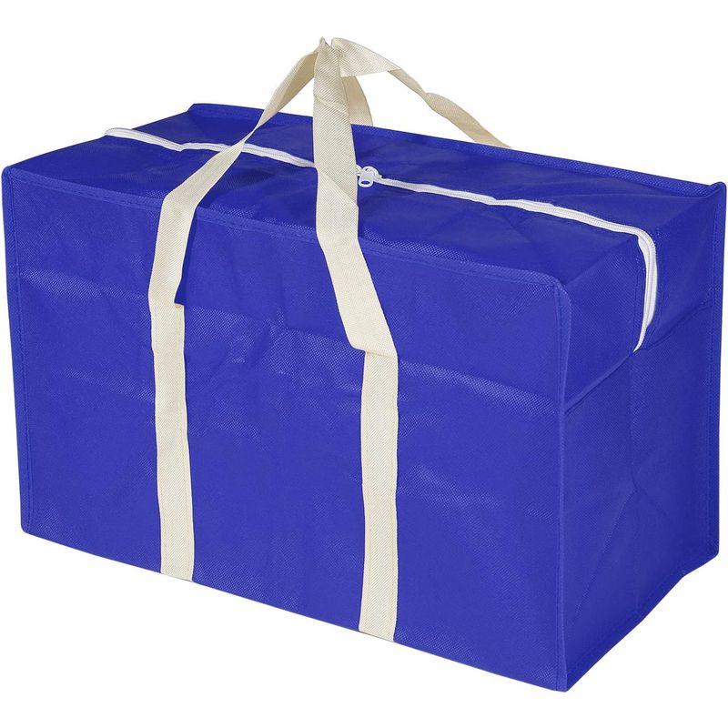 PATIKIL クローゼット収納袋 衣類毛布オーガナイザー 折り畳みバッグ 持ち手付き 寝具用 50 cm長さ ブルー