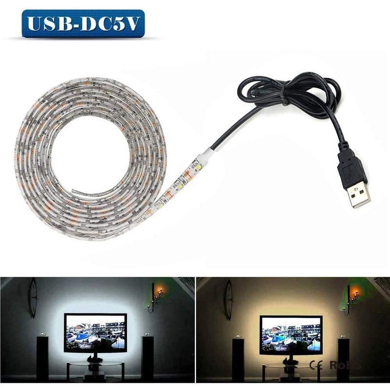 USB電源LEDストリップライト、防水5M 60LEDs/m SMD 3528 5V暖かい白いデスクトップコンピュータの画面のバックライト、 公式サイト