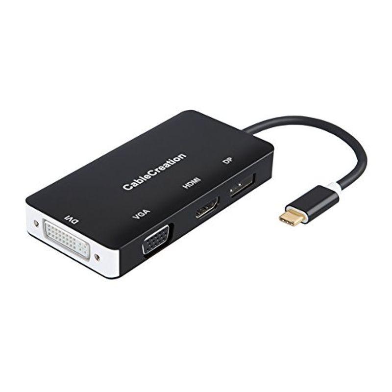 USB-Cハブ,CableCreation 4 in 1 USB-C Type C to HDMI 4K + DP 4K + DVI + V 変換プラグ、コネクター