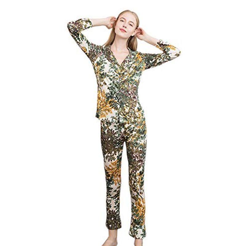 ファッションなデザイン 長袖 ゆったりフィット ストレッチ ツーピース ルームウェア パジャマ Mayudamaシルク シルク 快適 レディース 暖か保湿 快眠 ルームウェア 部屋着