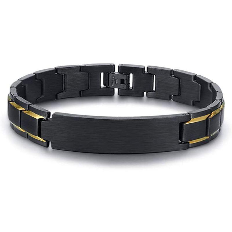 いいスタイル メンズ ブレスレット Rockyu チタン 男性 友達 金属アレルギー対応 ゲルマニウムブレスレット プレート シンプル ゴールド ブラック ブレスレット Www Ellepiserramenti It