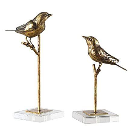 福袋 Bronze Gold HOME SWANKY MY Bird Cottage好評販売中 Crystal | 2 Set Sculpture Branch on オーナメント、オブジェ