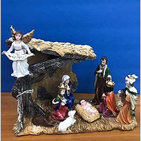 【予約受付中】 Nativity Christmas Unique Set in.好評販売中 6.5 - Figurines and Stable with オブジェ、置き物